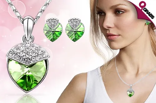 From QR69, Shimmer in Love with Crystal Heart Jewelry Sets - Choose from Three Gorgeous Colors Great for Valentine’s Day! (Up to QR387 Value)